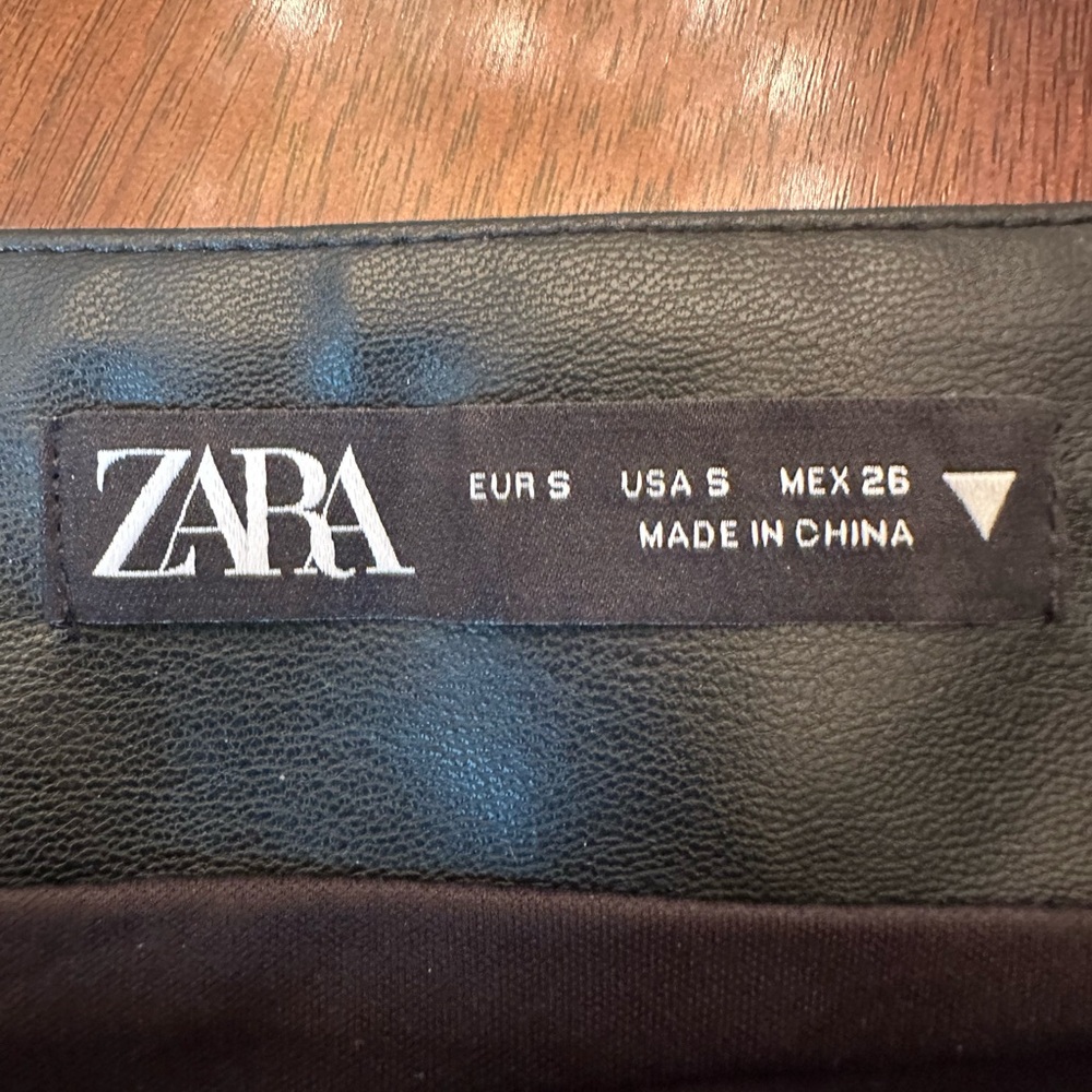 ZARA Faux Leather Mini Skirt | Black | A-Line | Size S - Picture 7 of 9